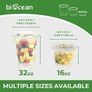 biocean Deli Containers with Lids 48-Pack (16, 32 oz - 24 Sets Each Size) Food Storage Containers with Lids for Meal Prep, Microwave and Freezer Safe, Stackable, Leakproof, BPA Free