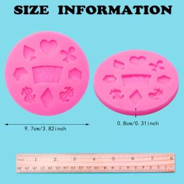 WILLBOND 2 Pieces Poker Silicone Molds 3D Casino Themed Chocolate Molds Mini Heart Cards for Candy F...