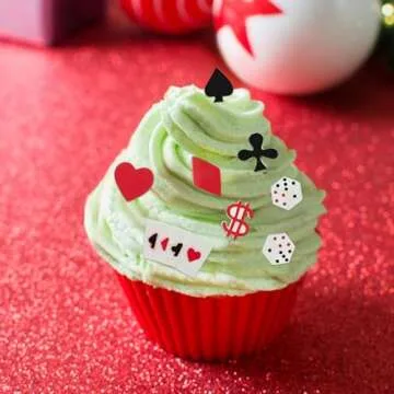 WILLBOND 2 Pieces Poker Silicone Molds 3D Casino Themed Chocolate Molds Mini Heart Cards for Candy Fondant Pink Non Stick Cupcake Cake Baking Mold