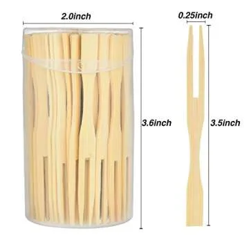 Jovitec 220 Pcs Mini Bamboo Forks 3.5 Inch Appetizer Forks Bulk Cocktail Forks disposable Wood Tooth...