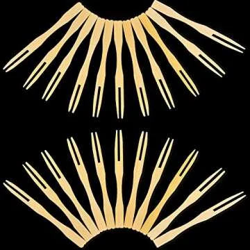 Jovitec 220 Pcs Mini Bamboo Forks 3.5 Inch Appetizer Forks Bulk Cocktail Forks disposable Wood Toothpicks Double Prong Charcuterie Picks for Birthday Party Wedding Food Fruit Supply
