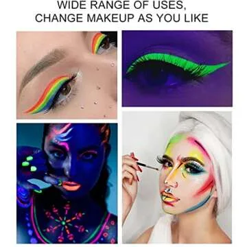 Mysense 16 Colors Water Activated Eyeliner Palette,Neon Face Paint,Fluorescent Bright Rainbow Colorful Body Paint Makeup,Matte and UV Blacklight Graphic Eyeliner,With Eyeliner Brush