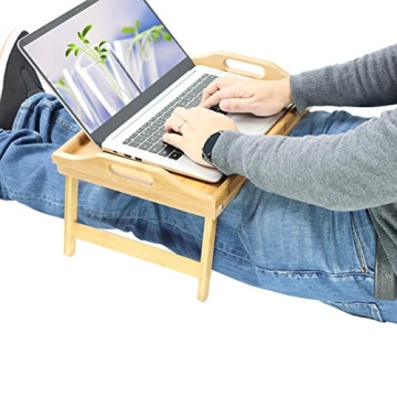 KKTONER Bamboo Bed Tray Table for Breakfast & Work on the Go