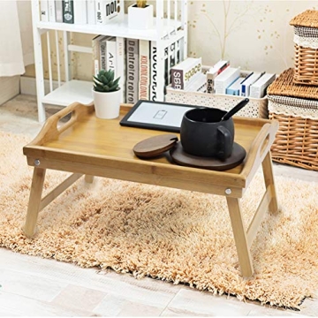 KKTONER Bamboo Bed Tray Table for Breakfast & Work on the Go
