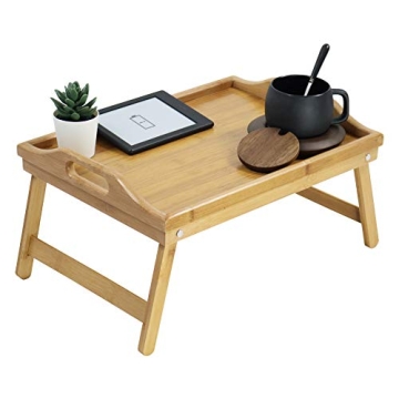 KKTONER Bamboo Bed Tray Table for Breakfast & Work on the Go