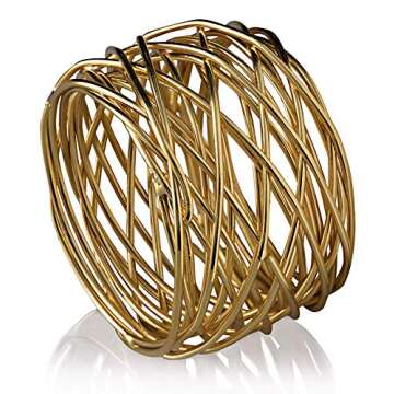 Kaizen Casa Handmade Round Mesh Napkin Rings Holder for Dinning Table Parties Everyday, Set of 6 (Go...