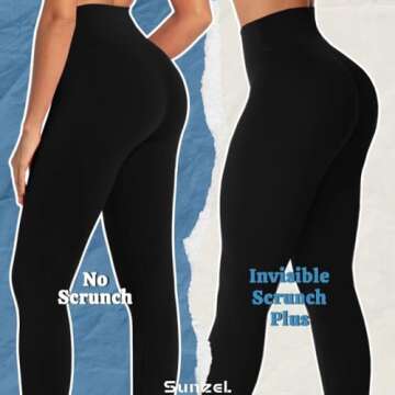 Sunzel Hidden Butt Scrunch Leggings, High Waisted Butt Lifting Gym Workout Yoga Pants with Tummy Con...