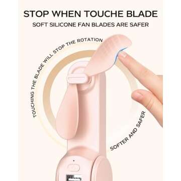 FrSara Portable Handheld Fan Rechargeable, USB Rechargeable Small Pocket Fan, 2000mAh Battery With Power Bank, Upgraded Long Battery Life, Three-Speed, Suitable for Women Outdoors and Travel