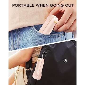 FrSara Portable Handheld Fan Rechargeable, USB Rechargeable Small Pocket Fan, 2000mAh Battery With Power Bank, Upgraded Long Battery Life, Three-Speed, Suitable for Women Outdoors and Travel