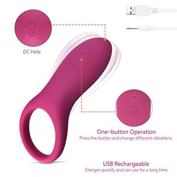 IMO Full Silicone Vibrating Cock Ring - Waterproof Rechargeable Penis Ring Vibrator - Sex Toy for Ma...