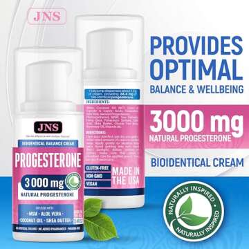 Progesterone Cream (Bioidentical) for Menopause Hot Flashes Relief 3000 mg - Support Hormone Balance...
