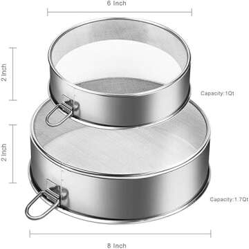 Webake Sieve Set 6-Inch & 8-Inch - Stainless Steel Strainers