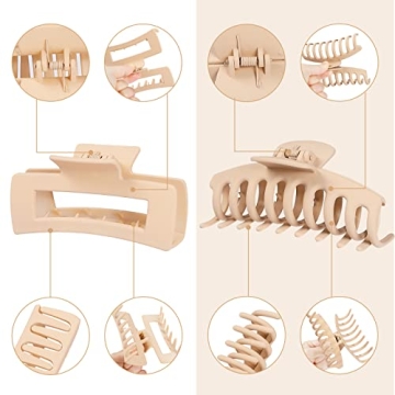 Large Neutral Color Hair Claw Clips for All Hair Types