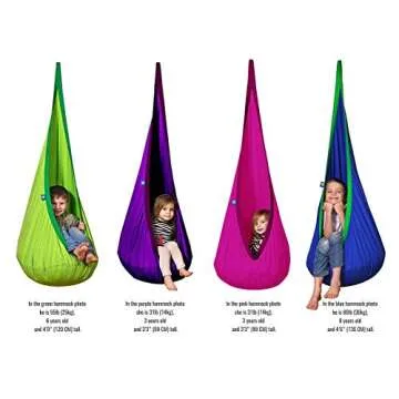 AMAZEYOU Kids Swing Hammock Pod Chair - Child's Rope Hanging Sensory Seat Nest Indoor Outdoor Use Inflatable Pillow - Great Children, All Accessories Included (Green)