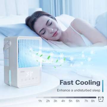 Portable Air Conditioners, Airlysita Evaporative Air Cooler with LCD Screen, Fan Speed&Spray, 7 RGB ...