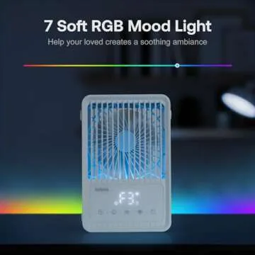 Portable Air Conditioners, Airlysita Evaporative Air Cooler with LCD Screen, Fan Speed&Spray, 7 RGB Lights,USB Powered,1-8H Timer, Personal Air Conditioners, Portable Air Conditioners for Home Office