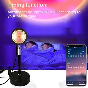 Sunset lamp Projector, Sunset Projection lamp. 6W LED 180 Degree Rotating Wireless App Control and Remote Control Sunset Light with Multiple Colors, Sunset lamp Bedroom Decor, 16 Color Changing.…