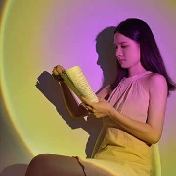 Sunset lamp Projector, Sunset Projection lamp. 6W LED 180 Degree Rotating Wireless App Control and Remote Control Sunset Light with Multiple Colors, Sunset lamp Bedroom Decor, 16 Color Changing.…