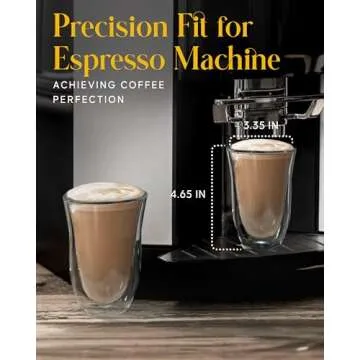 Kitchables Double Walled Glass Coffee Mugs Set of 4, 7.5oz - Insulated Clear Coffee Mug for Cappuccino, Latte, Tea, Espresso - Latte cup - Tazas Para Cafe