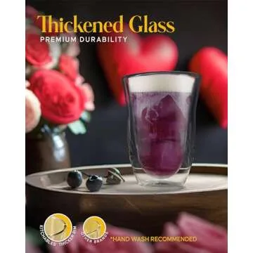 Kitchables Double Walled Glass Coffee Mugs Set of 4, 7.5oz - Insulated Clear Coffee Mug for Cappuccino, Latte, Tea, Espresso - Latte cup - Tazas Para Cafe