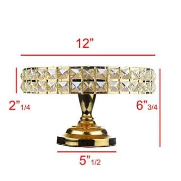 LINDLEMANN Decorative Cake Stand With Mineral Crystals & Spatula Round Metal Pedestal Cupcake Stands For Donuts Desserts Birthday Wedding Baby Shower Anniversary Holiday Dinner Party (Rose Gold, 12")