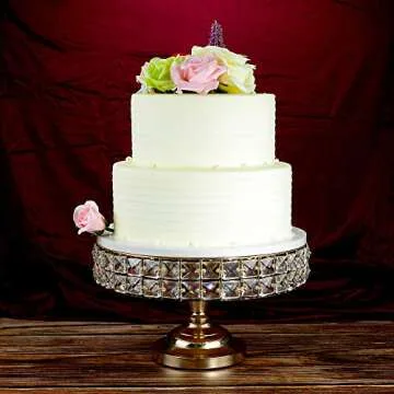 LINDLEMANN Decorative Cake Stand With Mineral Crystals & Spatula Round Metal Pedestal Cupcake Stands For Donuts Desserts Birthday Wedding Baby Shower Anniversary Holiday Dinner Party (Rose Gold, 12")