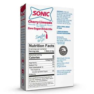 Sonic Singles To Go Cherry Limeade Drink Mix, 72 Servings
