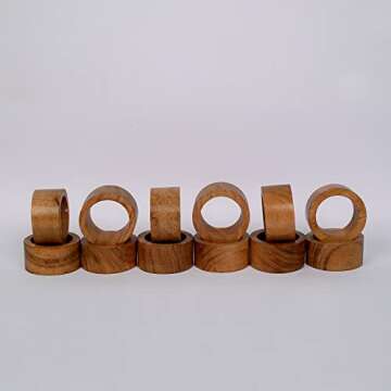 SAMHITA Handmade Acacia Wood Napkin Ring Set of 12 for Dining, Anniversary, Birthday, Christmas | Na...