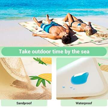 MIU COLOR Picnic Blankets, Extra Large 80"x 60" Outdoor Beach Blanket, Lightweight Handy Mat Tote for Spring Summer Camping, Beach, Park, Patio on Grass (A-Pineapple)