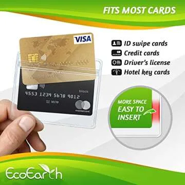 EcoEarth Horizontal PVC ID Badge Holder with Metal Clips & Vinyl Straps with Soft Edge (Sealable Fits 3.5x2.25 inch Inserts) (Clear 100-Pack), Waterproof ID Holder Bulk, ID Card Holder, Name Tag