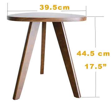 Purzest End Table, Pecan Wood Triangle Side Table Mid-Century Modern Accent Table for Nightstand Living Room Bedroom Balcony Small Table