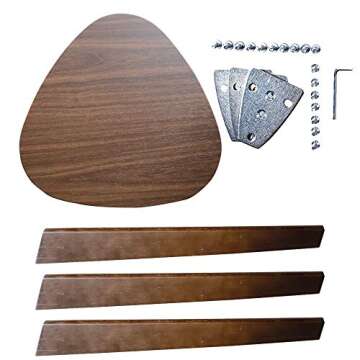 Purzest End Table, Pecan Wood Triangle Side Table Mid-Century Modern Accent Table for Nightstand Living Room Bedroom Balcony Small Table