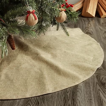 Ivenf Christmas Tree Skirt, 48" Burlap Double-Layer Rustic Décor