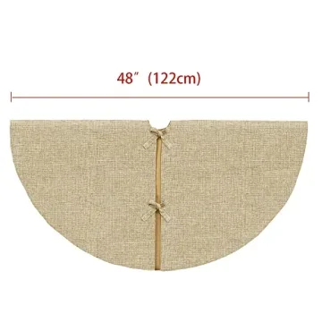 Ivenf Large Burlap Christmas Tree Skirt for Holiday Homes