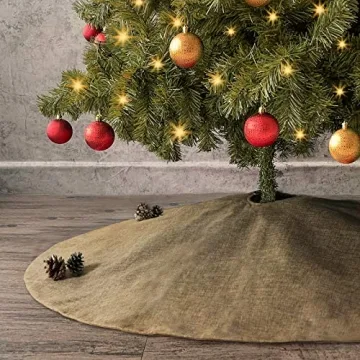 Ivenf Large Burlap Christmas Tree Skirt for Holiday Homes