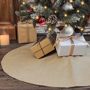 Ivenf Large Burlap Christmas Tree Skirt for Holiday Homes