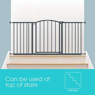 Summer Infant Extra Wide Decor Safety Baby Gate, Gray – 27” Tall, Fits Openings of 28” to 51.5” Wide, 20” Wide Door Opening, Baby and Pet Gate for Extra Wide Doorways