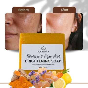 Turmeric Skin Cleansing Soap - Natural Glow Face & Body Cleanser for Acne, Dark Spots & Scars, Gentl...