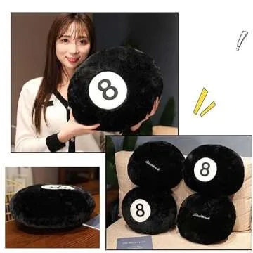 Fun Emulation Black Billiards 8 Ball Stuffed Pillow