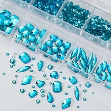Blue Nail Art Rhinestone Set for DIY Nail Art