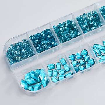 Blue Nail Art Rhinestone Set for DIY Nail Art