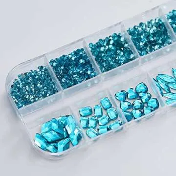 Blue Nail Art Rhinestone Set for DIY Nail Art