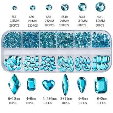Blue Nail Art Rhinestone Set for DIY Nail Art