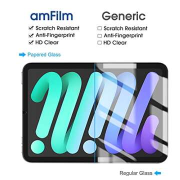 amFilm 2-Pack PAPERed Glass Screen Protector compatible with iPad mini 7 2024/iPad Mini 6(2021),9H Tempered Glass,Anti-Scratch,Paper-Matte Finish