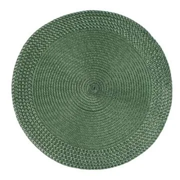 Elegant Rome Woven Braided Stitch Edge Table Placemats – 15 Inch Round Set of 4 Non-Slip Dining & ...