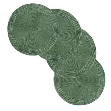 Rome Woven Braided Placemats Set of 4 Non-Slip 15 Inch