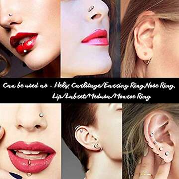 Longbeauty 32Pcs Versatile Nose Ring Stud Set for All