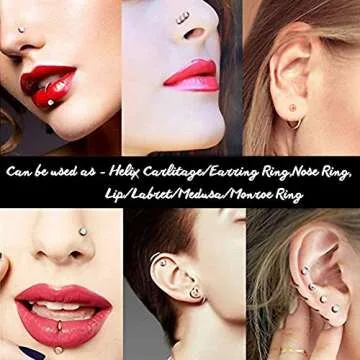 Longbeauty 32Pcs Versatile Nose Ring Stud Set for All