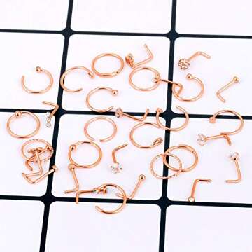 Longbeauty 32Pcs Versatile Nose Ring Stud Set for All
