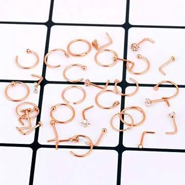 Longbeauty 32Pcs Versatile Nose Ring Stud Set for All